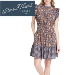 Universal Thread Blue/Orange Paisley Dress M
